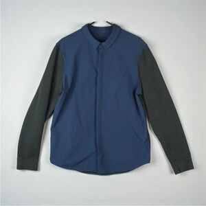 Lululemon Mainstay Hybrid Buttondown Long Sleeve Shirt Mens Medium Blue Black